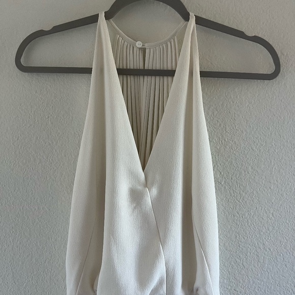 REISS | Luxury Crepe Talin Strappy-Back Fit & Flare Midi Dress in White | Size 8 - Picture 7 of 15